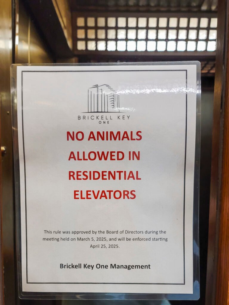 Sign in elevator for over 8 months