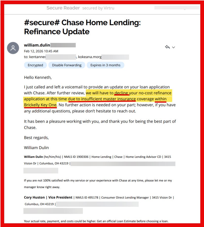 Letter from Chase Bank