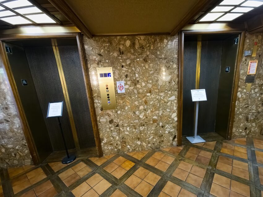 Two of three lobby elevators out of service