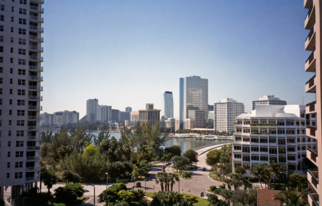 View in 1996, notice no traffic circle