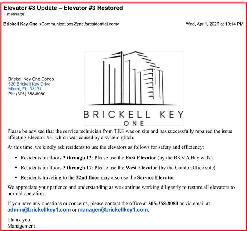 4/2/26 memo on elevators