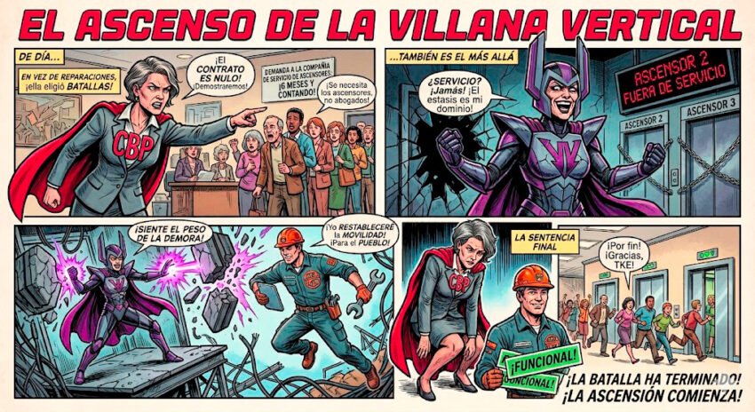: El presidente de la Junta del Condominio (CPB) y el «Villano Vertical» detienen las reparaciones del ascensor BK1
